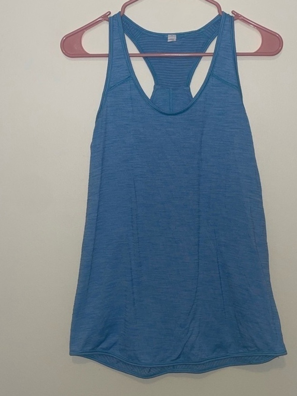 Blue Racerback Pleated Performance Tank Top - Picture 3 of 4